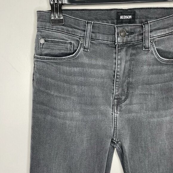 HUDSON Blair Super Skinny Jeans Women 27 Black Rip Knee Stretch - Picture 3 of 13